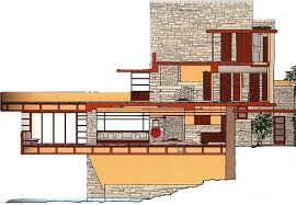 Falling Water Section Frank Lloyd Wright Frank Lloyd Wright Architecture Frank Lloyd Wright Homes