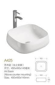 Product Name Vanity Basins Model No Db A425 Dimension 450x400x180mm 1 Inch 25 4 Mm Volume 0 043 Cbm Gross Weight Vanity Basin Vanity Vanity Sink
