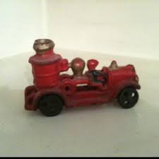Antique Wrought Iron Toy Fire Truck Bombeiro