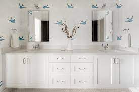 Well, hygge & west wants to hook you up! Jack And Jill Bathroom With Hygge And West Daydream Sunshine Wallpaper Transitional Bathroom