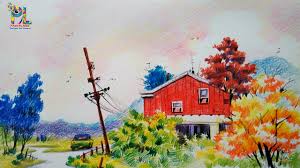 How To Draw A Very Easy And Simple Colorful Landscape Pencil Shading Youtube Hand holding pencil and drawing. how to draw a very easy and simple