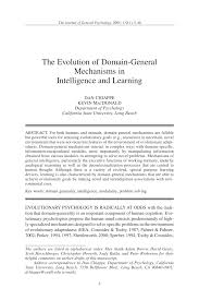 Pdf The Evolution Of Domain General Mechanisms In Intelligence And Learning