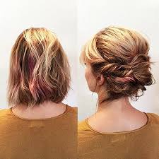 A loose and messy bun can rest at the base, for a casual hairdo that is also classy. Upstyles For Short Hair The Undercut
