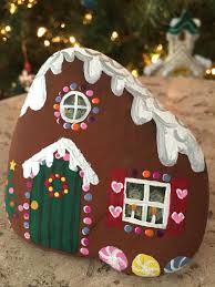 Gingerbread House Christmas Painted Rock Super Cute Fun Holiday Craft Christmas Rock Christmas Pebble Art Rock Crafts