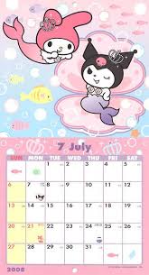 Sanrio My Melody And Kuromi 2008 Calendar Wall July Hello Kitty Art Hello Kitty Themes Cute Calendar