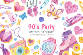 Back to the 90s photography backdrop hip hop theme party background customized photographic backdrops for photo studio. 90s Theme Watercolor Clipart For 90s Backdrop Invitation 90s Party Favors Printable Birthday Card In Illustrations On Yellow Images Creative Store
