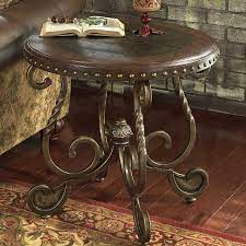 Maybe you would like to learn more about one of these? Signature Design By Ashley Rafferty 203238200 Round End Table With Wooden Top And Metal Legs Sam Levitz Furniture End Tables