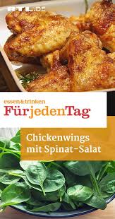 Chickenwings Mit Spinat Salat Das Rezept Aus Essen Trinken Fur Jeden Tag Essen Und Trinken Rezepte Essen Und Trinken Spinat Salat