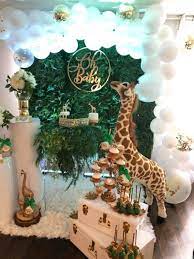 Oh Baby Safari Baby Shower Backdrop And Balloons Baby Shower Safari Theme Baby Shower Giraffe Giraffe Baby Shower Theme