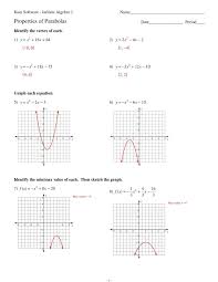 Algebra 2 Parabola Worksheet Properties Of Parabolas Kuta Software Llc Pages 1 4 In 2020 Letter Worksheets For Preschool Printable Alphabet Worksheets Algebra