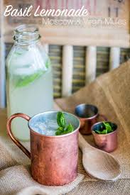 Basil Lemonade Moscow Mules Virgin Mules Use Ginger Beer Lemonade Basil And Vodka Or Juniper Sod Basil Lemonade Ginger Beer Drinks Ginger Beer Moscow Mule