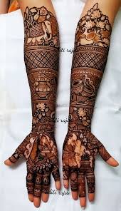 Photo Of A Wonderful Traditional Mehndi Design With A Bride Groom Portrait He Traditional Mehndi Designs Latest Bridal Mehndi Designs Bridal Mehndi Designs