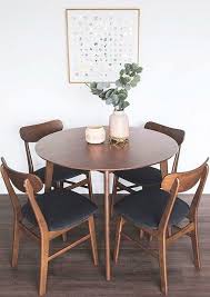 Edloe Finch Dakota Mid Century Modern 5 Piece Round Dining Table Set For 4 Walnut Top In 2020 Round Dining Table Modern Small Dining Sets Round Dining Table Sets