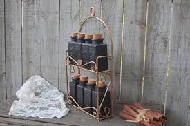 Spice Rack Spice Cabinet Spice Jars Black Bronze Metal Spice Rack Hand Painted Black Kitchen Decor Kitchen Storage Kitchen Gift Mobilya Baharat