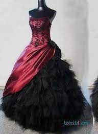 Gothic Burgundy And Black Ball Gown Wedding Dress Edgy Prom Dresses Wedding Dresses Taffeta Ball Gown Wedding Dress