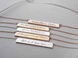 Actual Handwriting Bar Necklace Loved One S Handwriting Etsy In 2020 Bar Necklace Personalized Signature Necklace Bar Necklace