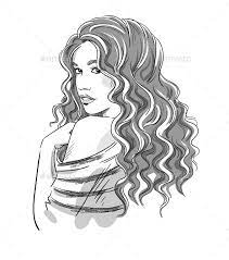 Sketch Of A Girl With Curly Hair Curly Girl Hairstyles Curly Hair Drawing How To Draw Hair