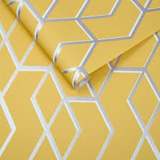Sample Archetype Wallpaper In Yellow And Silver From The Exclusives Co In 2020 Silver Wallpaper Yellow Wallpaper Yellow Kitchen Wallpaper