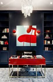 Red metal tool tray with chippy paint. 20 Home Offices That Turn To Red For Energy And Excitement