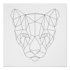 Puma Head Geometric Black White Modern Art Print Zazzle Com In 2020 Geometric Art Animal Simple Art Designs Modern Art Prints