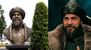 Yüzyılın ortalarında oğuzların kayı boyunun lideri ve osmanlı beyliği'nin kurucusu olan osman bey'in babası. Ertugrul Gazi Diye Engin Altan Duzyatan Bustu Diktiler