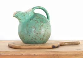 Does the pitcher who makes the pitcher pottery for pitcher pottery c.onsider herself a pitcher potter, or a pitcher pottress(probably not a real word)? Vintage Teal Green Rumrill Pottery Pitcher 547 Turquoise Water Jug Pottery Ball By Greensprucedesigns From Green Spruce Designs Of Vienna Va Attic