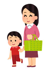 スーパーで買い物中の母親と子供のイラスト | かわいいフリー素材集 ...