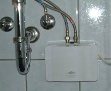 Point of use water heaters that are installed under the sink provide hot water on demand. Tankless Water Heating Wikipedia