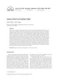 Pdf Health Effects Of Dietary Fiber