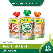 Lihat juga resep snack mpasi 6+ pure buah naga with chiasead enak lainnya. Milna Nature Delight 80 Gr Pure Buah Alami Mpasi Bayi Bubur Buah Shopee Indonesia