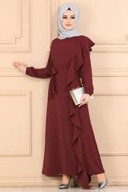 Modaselvim Elbise Firfirli Kemerli Elbise 2085ab368 Koyu Bordo Moda Stilleri Elbise Elbiseler