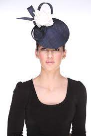 Philip Treacy Disc In Sinamay With Bow Rose In Navy White Philip Treacy Hats Fancy Hats Kentucky Derby Hats