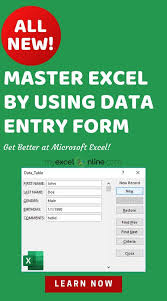 Create Form In Excel For Data Entry Myexcelonline In 2020 Excel For Beginners Excel Tutorials Microsoft Excel