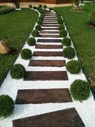 Clean Stone And Wood Ladder Effect Gardendesign In 2020 Minimalist Garden Garden Paths Backyard