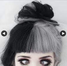 Pin By Cristal On Fringes Hair Color For Black Hair Split Dyed Hair Split Hair