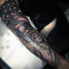 22+ black and white flag tattoo. Patriotic Half Sleeve Tattoo Ideas Novocom Top