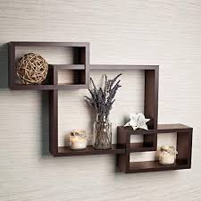 H slim shelf in white the white slim shelf from home decorators the white slim shelf from home decorators collection has a slim, clean line profile and is perfect for displaying photographs, books and decorative objects. Encore Decor Wall Mounted Shelf Set Of 3 Floating Intersecting Storage Display Wall Shelves Brown Buy Online In Aruba At Aruba Desertcart Com Productid 104013879