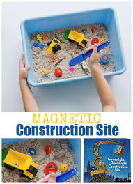 How To Make A Magnetic Construction Site For Kids To Explore Construction Activities Preschool Construction Theme Preschool Preschool Construction