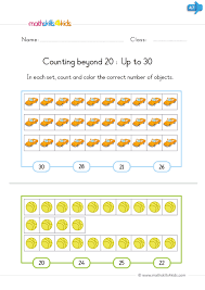Counting Beyond 20 Up To 30 Kindergarten Math Worksheets Counting Kindergarten Worksheets Counting To 100