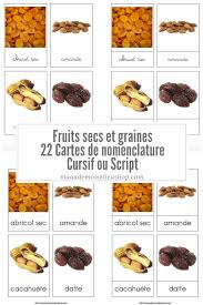 Cartes De Nomenclature Fruits Secs Et Graines 22 Cartes Pochette De Rangement Maaademoiselle A Shop Fruits Secs Fruits Nomenclature