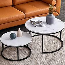 Can fit into all your decoration requirements. Buy Nlager Round Nesting Coffee Tables Set For Living Room White Modern Nesting Tables Sofa Side Nest Of Tables End Tables For Bed Room Set Of 2 With Solid Metal Frame For Small Space