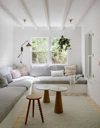 Photo 8 Of 19 In A Hamptons Beach Retreat Gets A Scandinavian Style Built In Sofa Narrow Living Room Home