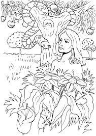 Adam and eve coloring pages. The Serpent Seduce Eve To Eat Forbidden Fruit In Garden Of Eden Coloring Page Coloring Pages Adam And Eve Apple Coloring Pages