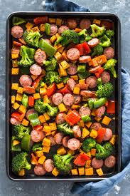 I always double the sauce ingredients to have extra. Healthy 20 Minute Sheet Pan Sausage And Veggies Gimme Delicious