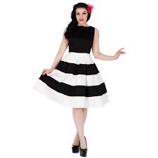 Dolly Dotty 50er Jahre Streifen Petticoat Kleid Anna Schwarz Weiss Modestil Geschwungenes Kleid Kleider