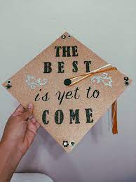 The Best Is Yet To Come Graduation Cap Gold Glitter Scrapbook Paper An Graduation Cap Decoration High School Graduation Cap Decoration College Graduation Cap