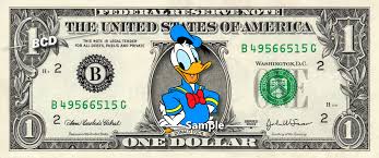 Donald fauntleroy duck, ou simplement donald d ɔ n a l d d œ k nb 1 (en anglais : Donald Duck On A Real Dollar Bill Vincent The Artist