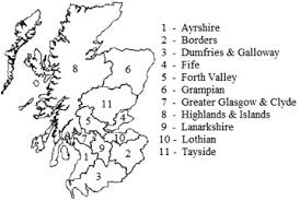 Map Showing The Eleven Regions Of Scotland Which Correspond To National Download Scientific Diagram