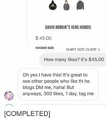 David Dobriks Vlog Hoodie 4500 Hoodie Size Shirt Size