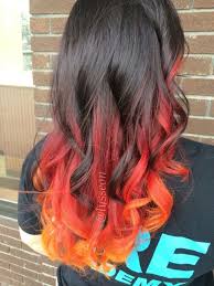Colouring once a month is acceptable. Red Orange Dip Dyed Hair Dip Dye Hair Colored Hair Tips Hair Styles